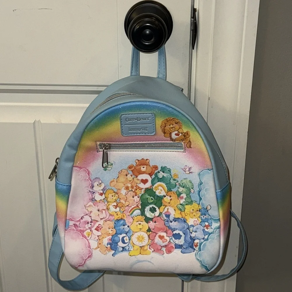 Loungefly faux leather whimsical Care Bears mini backpack purse